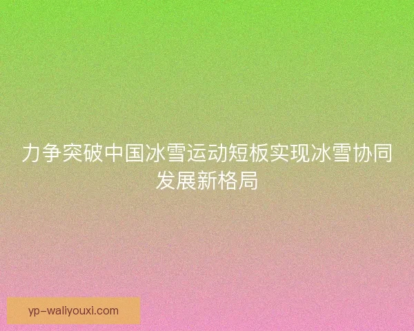 力争突破中国冰雪运动短板实现冰雪协同发展新格局 力争突破中国冰雪运动短板实现冰雪协同发展新格局